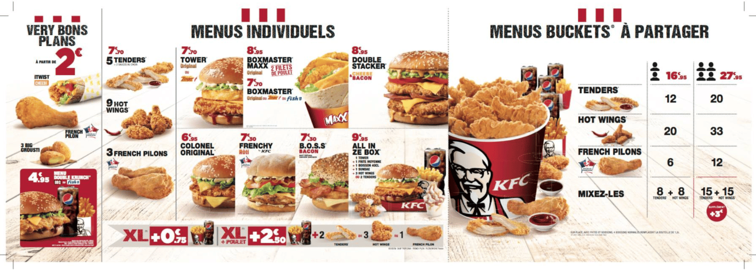 Menu Kfc Prix France 2023